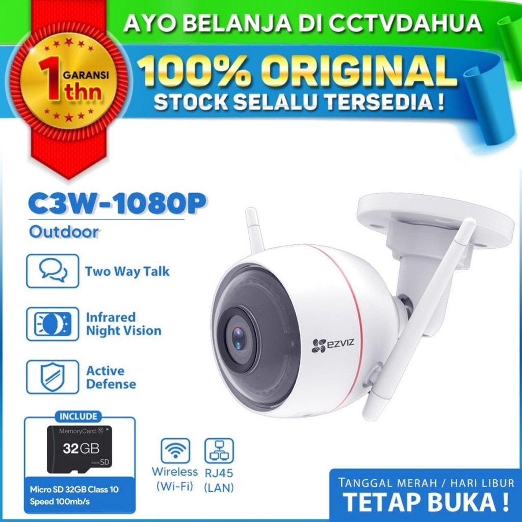 EZVIZ HUSKY AIR C3W 1080P FREE MICRO SD 32GB WiFi GARANSI RESMI 1 THN