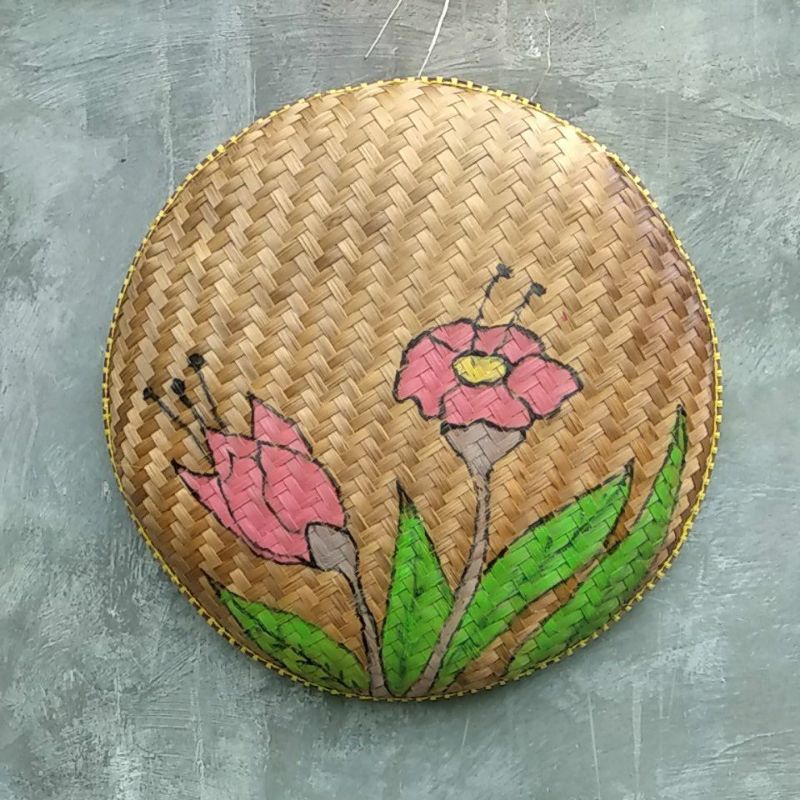 Tampah Bambu Hiasan dinding / walldecor tampah bambu lukis / Hiasan dinding