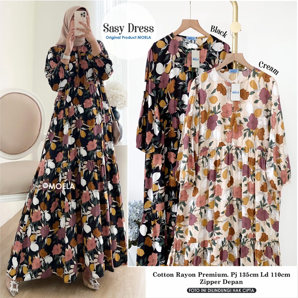 SASY DRESS / DRESS MAXI PREMIUM KATUN RAYON MOTIF