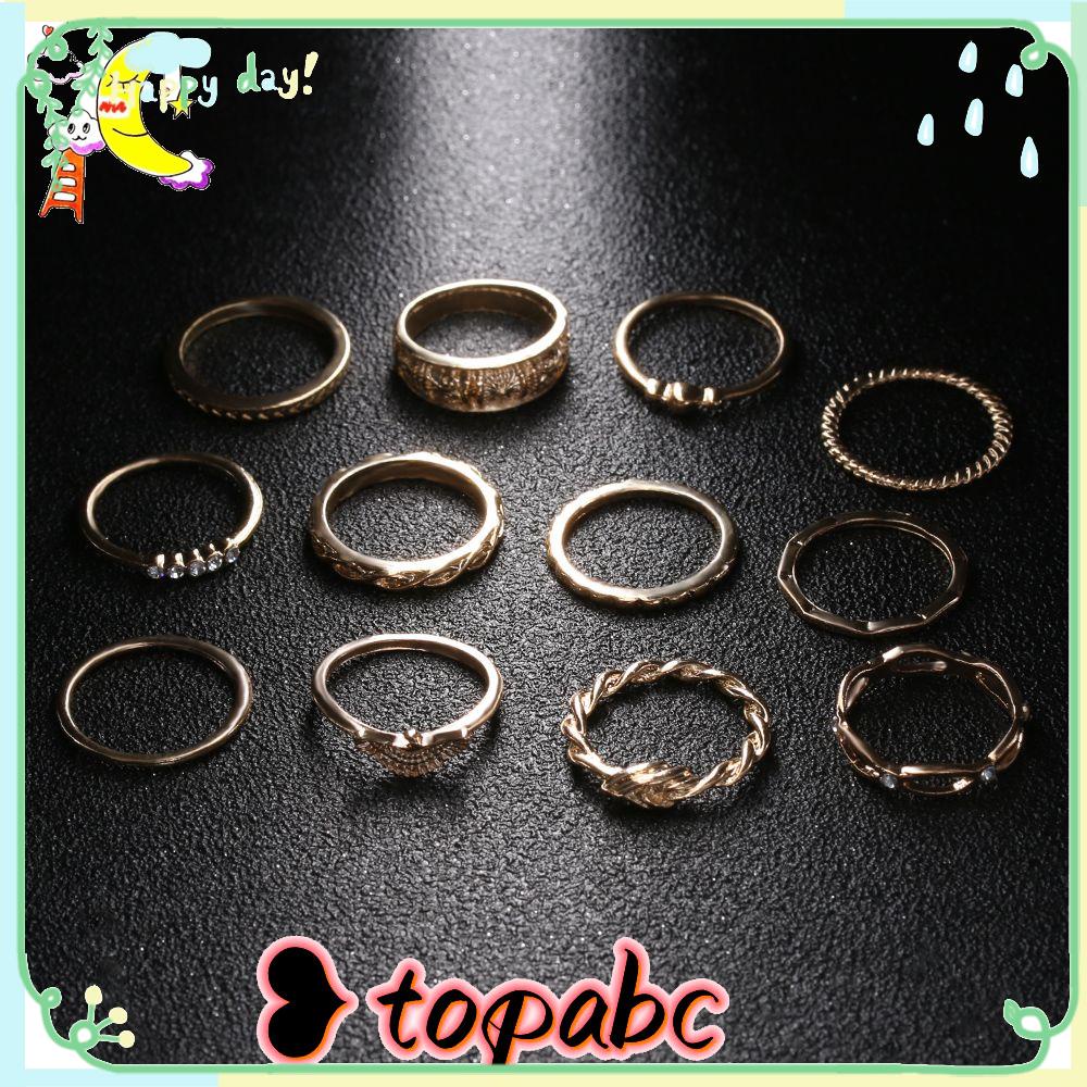 Top 12Pcs/Set Cincin Jari Buku Jari Pesta Punk Wanita Band Susun