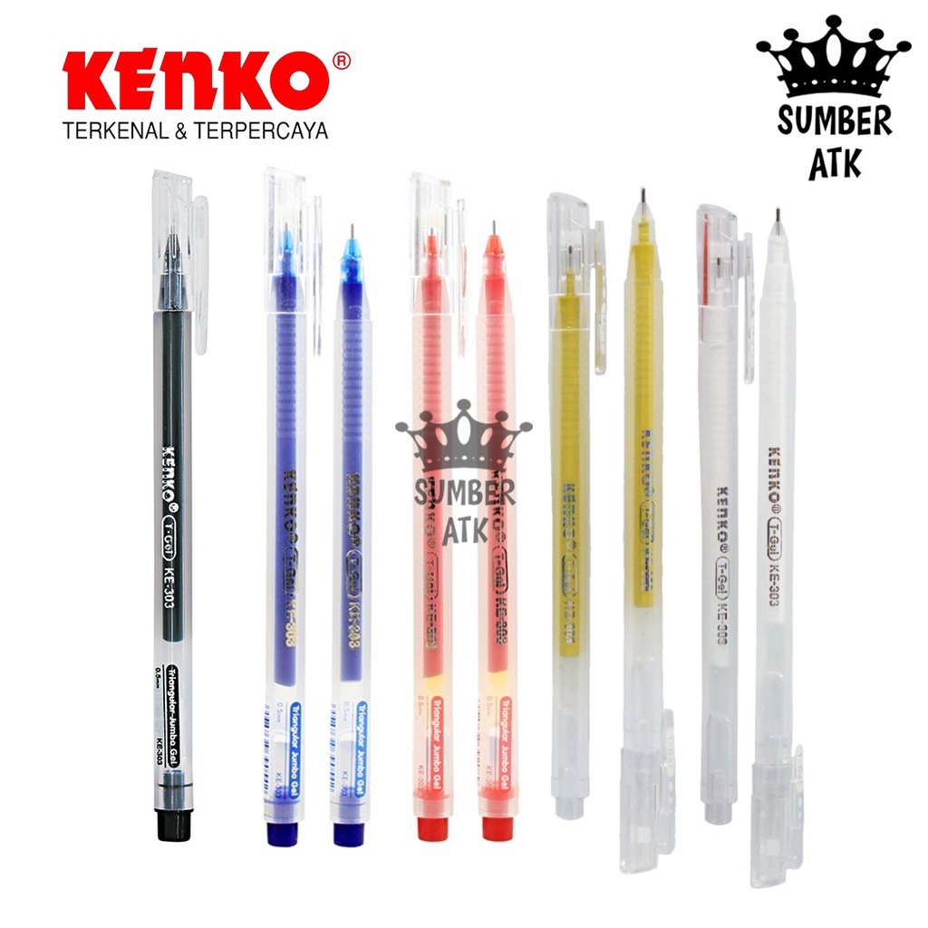 

Gel Pen Ke-303 T-Gel Triangular Black , Blue , Gold , White KENKO / Pulpen / Pena 0.5 MM