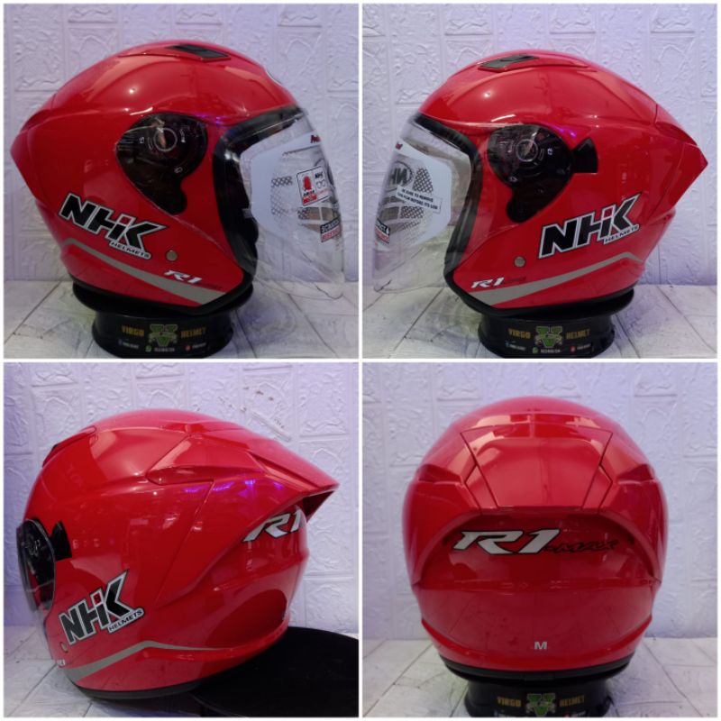 Jual NHK HELM R1 MAX SOLID FIRE RED ORIGINAL DOUBLE VISOR REPLICA NHK S1 GP Shopee Indonesia