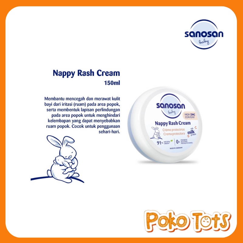 Sanosan Baby Nappy Rash Cream 150ml Diaper Cream Krim Ruam Popok Bayi WHS