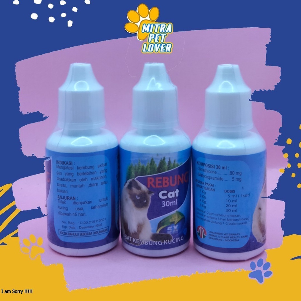 FORMULA MENGATAI KEMBUNG PADA KUCING - REBUNG CAT DROP 30ML - MENGOBATI GAS BERLEBIHAN DAN DIARE DALAM PERUT KITTEN - MURAH ASLI GARANSI KUALITAS ORIGINAL - PET ANIMAL HEALTHCARE &amp; VETERINARY TAMASINDO OBAT KESEHATAN &amp;  VITAMIN TERNAK HEWAN  MITRAPETLOVER