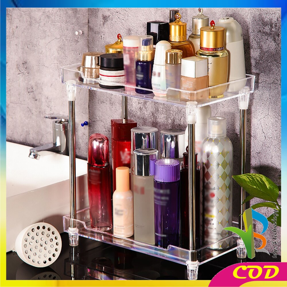 RB-K15 Rak Kosmetik Acrylic 2 / 3 Tingkat Serbaguna Rak Penyimpanan Multifungsi / Make up organizer