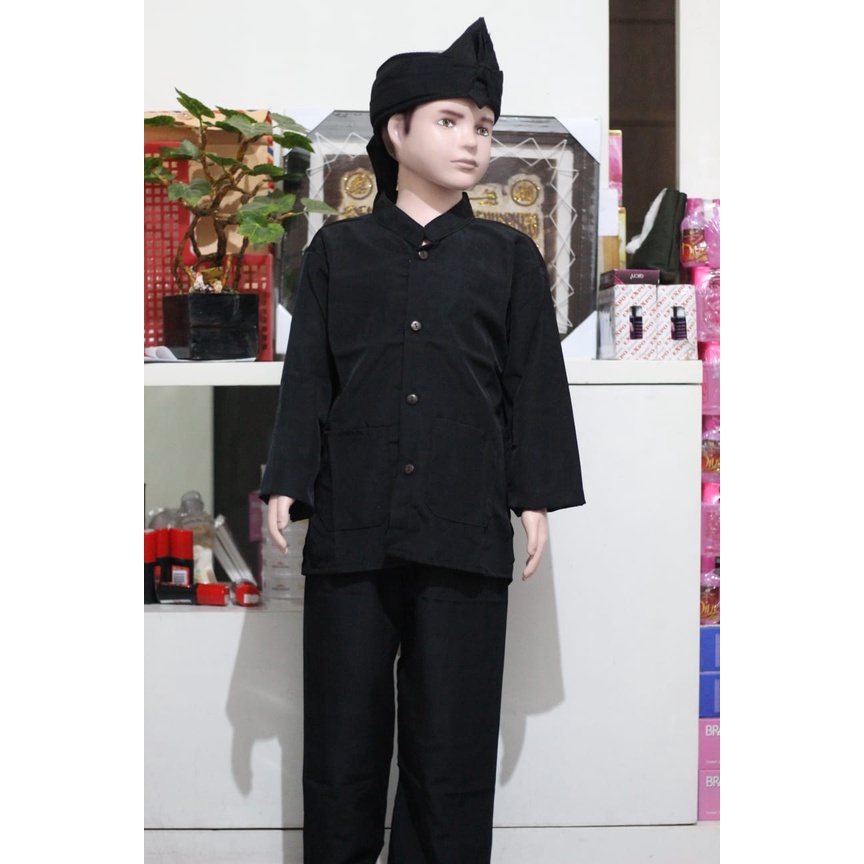 stelan baju celana pangsi silat anak anak batik dan polos tradisional sunda jawa betawi uk 7-10 tahun