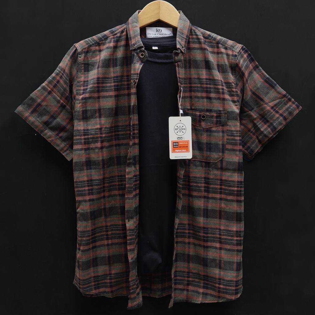 (ALL MOTIVES) BABEDO KEMEJA FLANEL DISTRO LENGAN PENDEK PRIA KEMEJA KANTOR KOTAK KOTAK ORIGINAL BRAND DETAK ORIGINAL