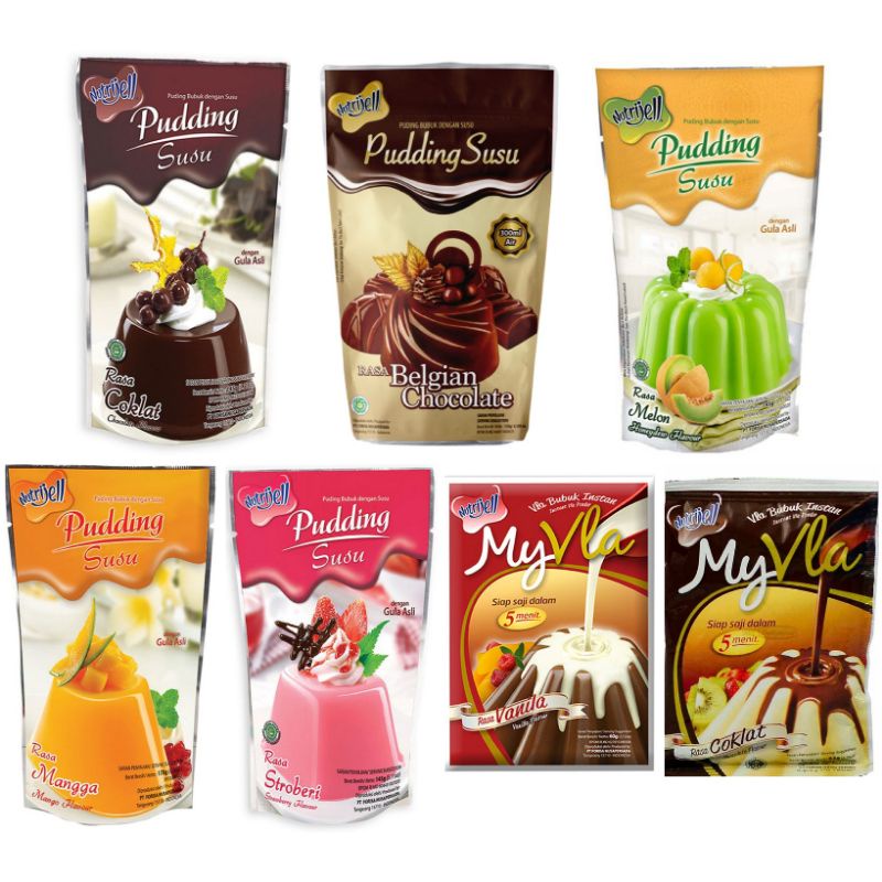 Jual Nutrijell Pudding Susu instan Rasa Coklat strawberry mangga melon