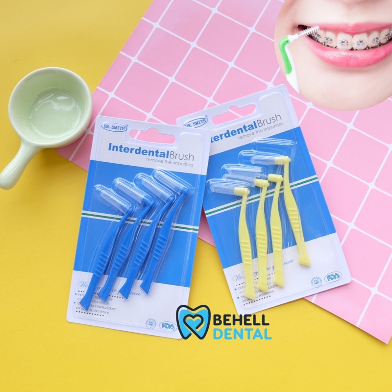 1PACK SIKAT SELA BEHEL GIGI ISI 4 Dengan Tutup Dr Smith - INTERDENTAL BRUSH ORTHO Dr.Smith - DENTAL FLOSS BEHELLDENTAL - Sikat Pembersih Sela Celah Gusi Dan Gigi - Tusuk Orthodontics Orthodontics Ortho Dental Behelldental