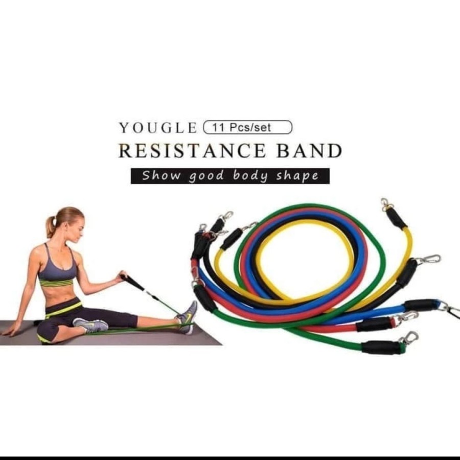 Resistance Band Set 11 pcs Tali Yoga Gym Stretching Rope Pilates Otot