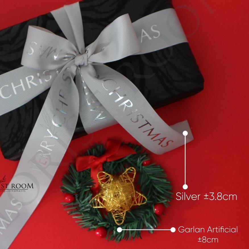 

Serbuuu Pita Grossgrain Merry Christmas SILVER - Pita Natal GH2...