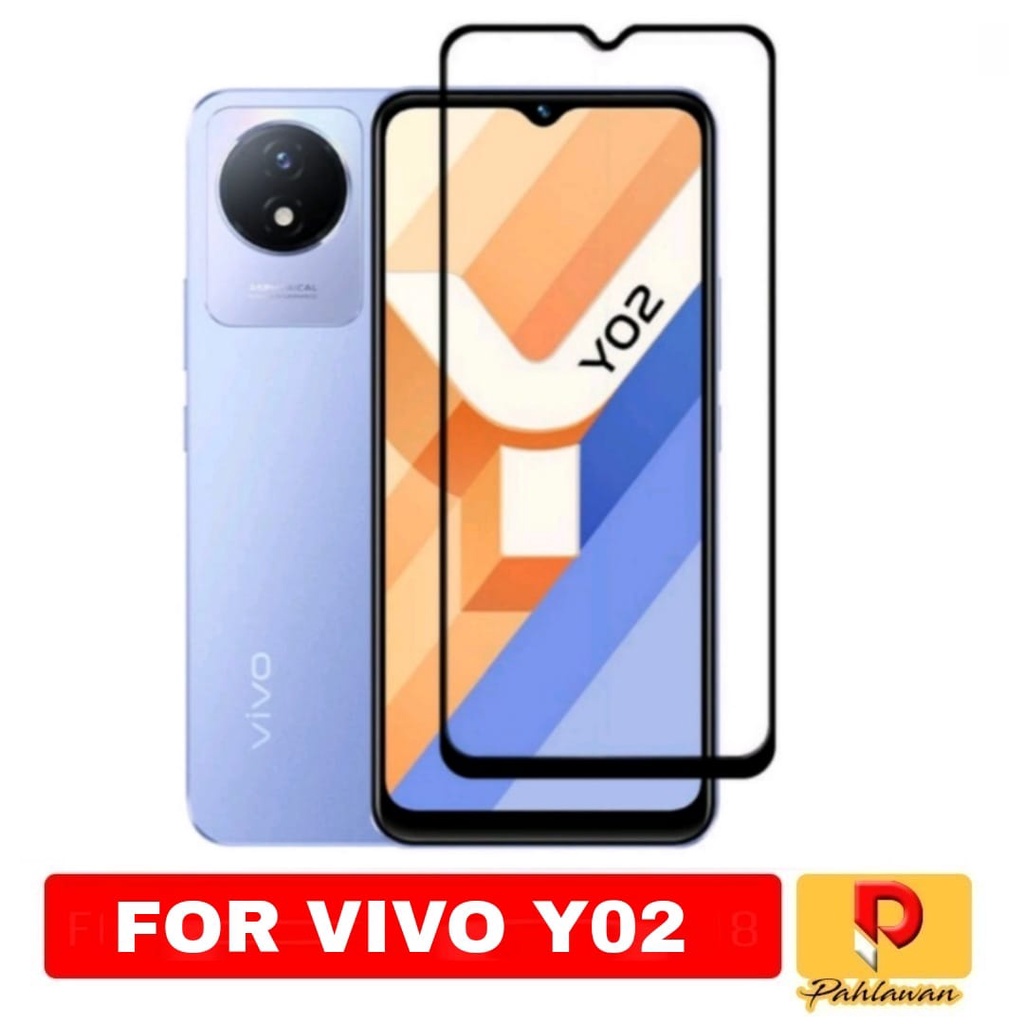 Tempered Glass VIVO Y02 2022 Anti Gores Kaca - VIVO Y02, LIST HITAM