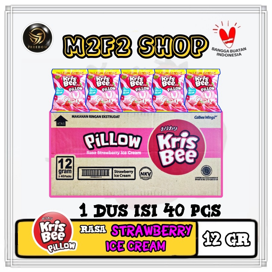 

Snack Kris Bee Pillow Strawberry Ice Cream | Stroberi Es Krim Sachet - 12 gr (Kemasan Karton)