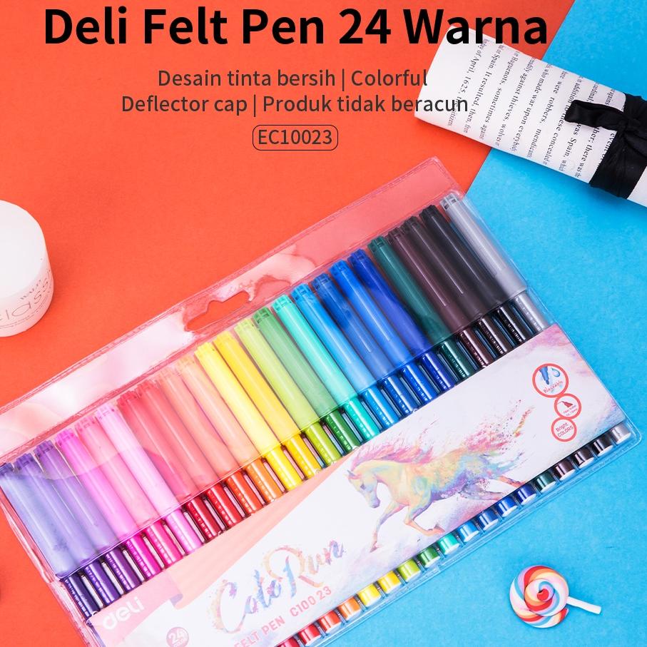 

➳Motif Terkini Deli Spidol Warna - Felt Pen dapat dicuci 1.0mm 12/18/24 Warna EC10023 [268]