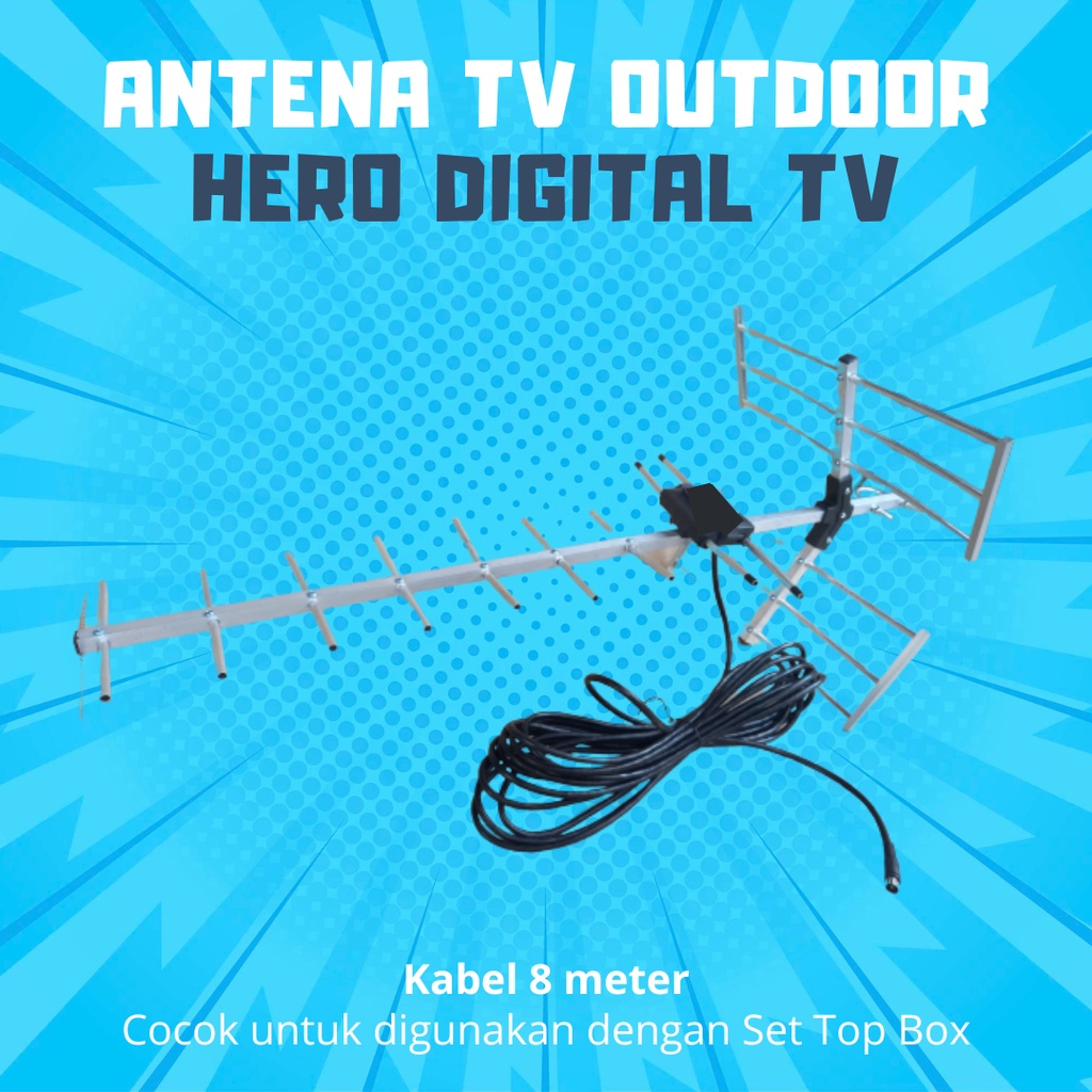 ANTENA TV DIGITAL OUTDOOR HERO HDTV ANTENA TV LUAR + KABEL 8 METER