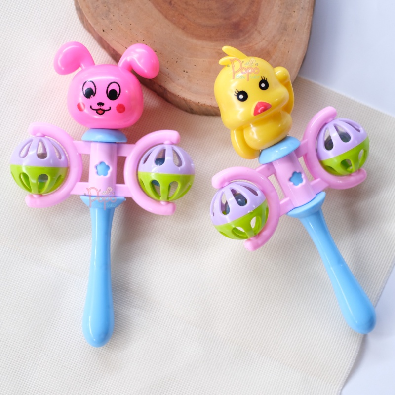 MAINAN KERINCINGAN/KRINCING/ KERINCING/RATTLE BAYI/ANAK MODEL KEPALA 2 KRINCING (SNI/ECERAN)