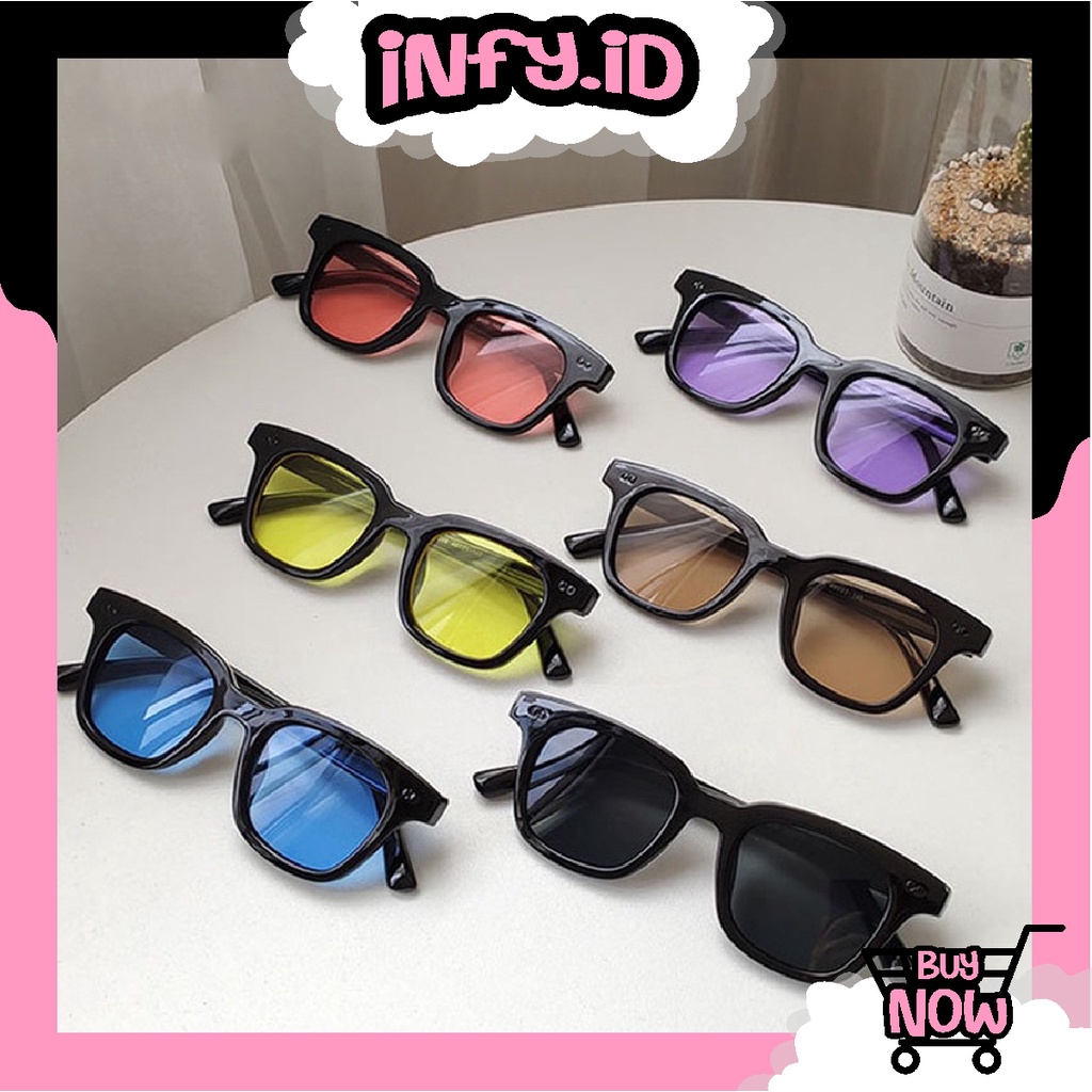 INFY - Kacamata Hitam Wanita Korean Fashion Color Square Kacamata Anti UV400 G013