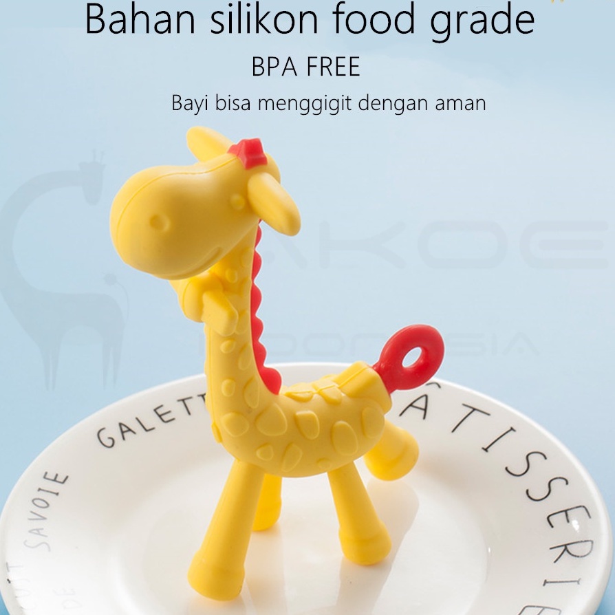 Teether Jerapah Teether Bayi Mainan Gigitan Bayi Bahan Silikon Mainan Bayi Silikon