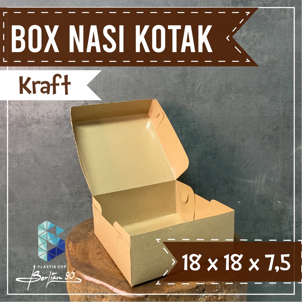 

Ecer_Box catering 18x18x7,5 kraft laminasi dus nasi kotak box nasi kotak / Dus Brownies Kraft / Dus Bolu Bulat