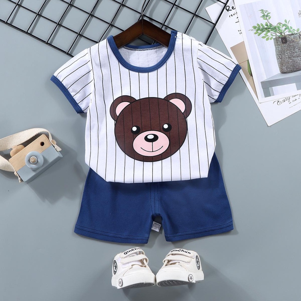 READY STOK!!! setelan pendek anak usia 0-2 tahun import / baju setelan bayi motif karakter ala korea