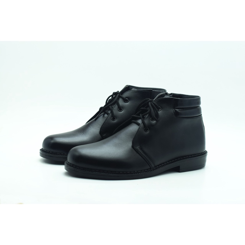 SEPATU Pantofel Boots Pria - PDH Paskibra Dinas POLRI TNI Bahan Kulit Hitam Big Size 39- 46