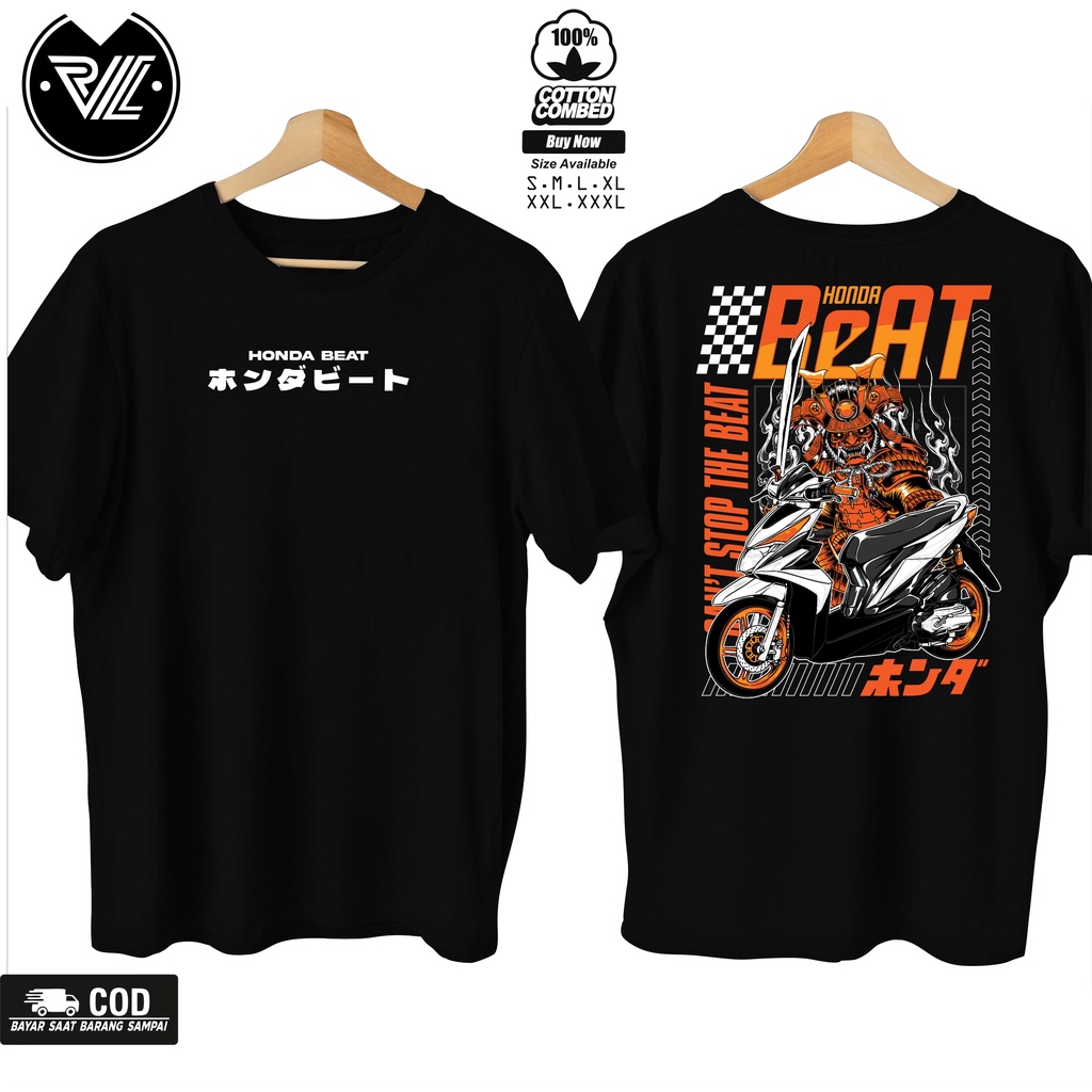Kaos Motor Honda Beat New Samurai 001 / Kaos Samurai Honda Beat  Otomotif / Kaos Honda Beat  Modifik