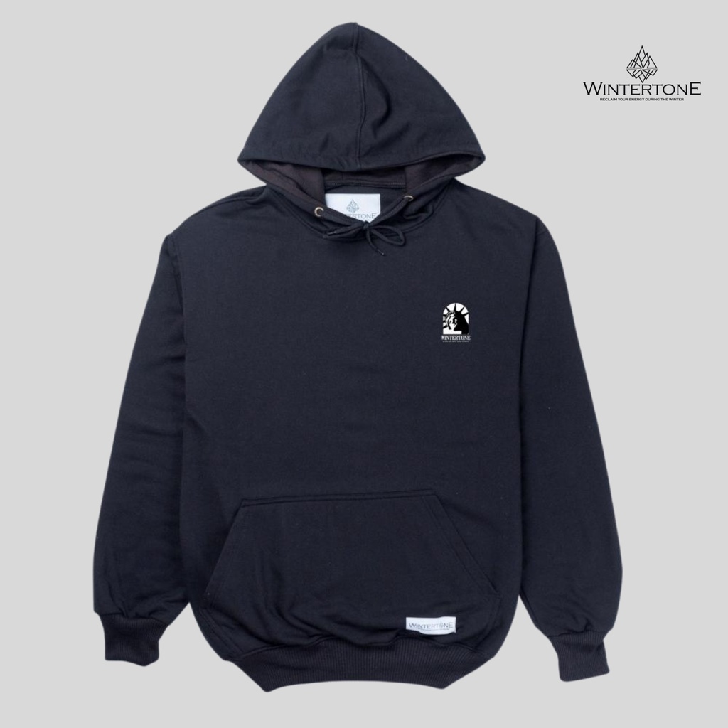 Sweater Hitam Hoodie Distro Pria Original WNTRN Streetwear Series 4 Lokal Brand Bandung Polos Hudie Sweter Cowok WINTERTONE