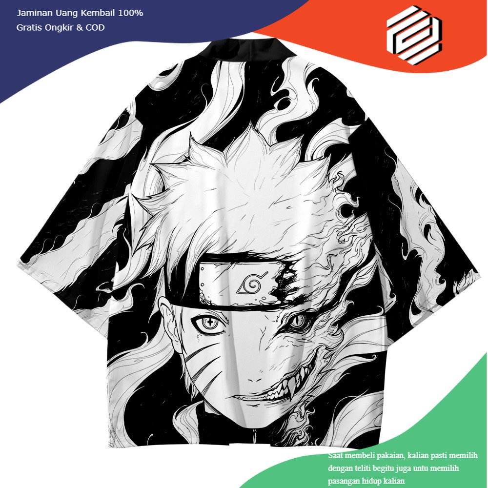 baju COD New 2022 Fashion Outer Kimono Japanese Cartoon Anime NARUTO Naruto Men Women Loose Harajuku