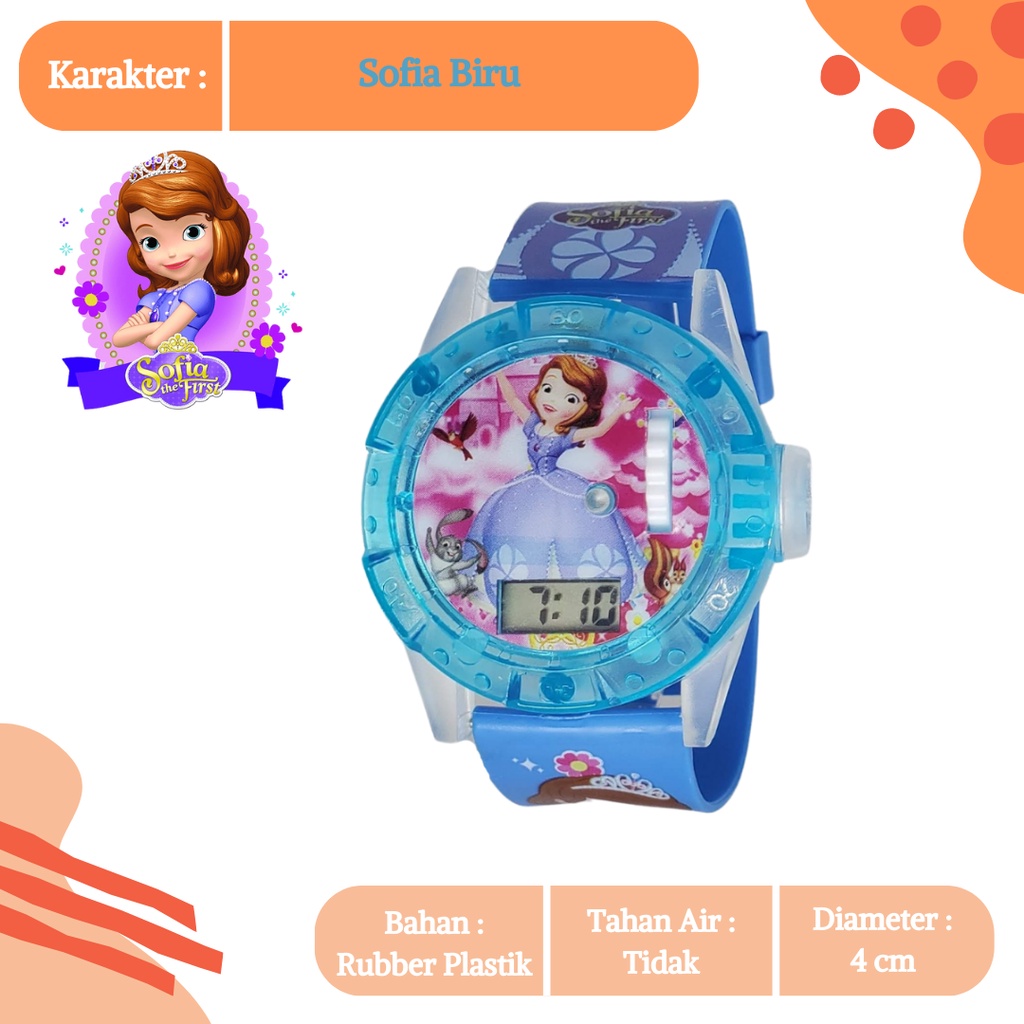 [COD] Jam Tangan Anak Laser Karakter Kartun Elsa Frozen Barbie Kuda Pony  Cewek Lampu Proyektor Melodi Seri 4