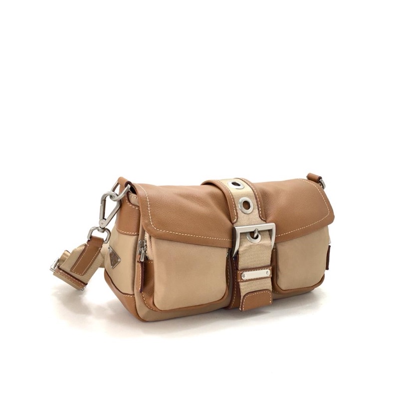 Prd Leather Buckle Flap Shoulder Bag