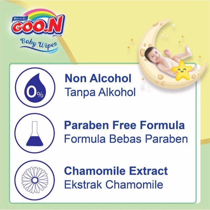 Goon Baby Wipes Minyak Telon Tissue Tisu Basah Bayi Non Alkohol 50S