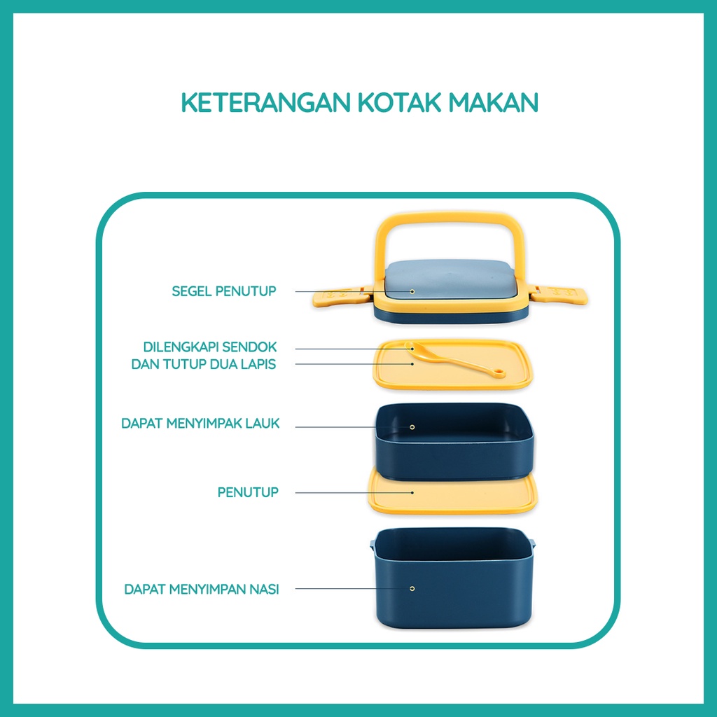 Kotak Makan Siang Portable Dua Lapis / Lunch Box 2 Lapis / Kotak Makan Bento 2 Lapis / Kotak Makan Portable 2 Lapis