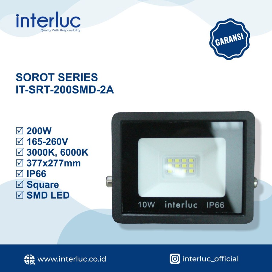 Lampu Sorot LED INTERLUC 200W LED Flood Light Lampu LED Sorot 200 Watt