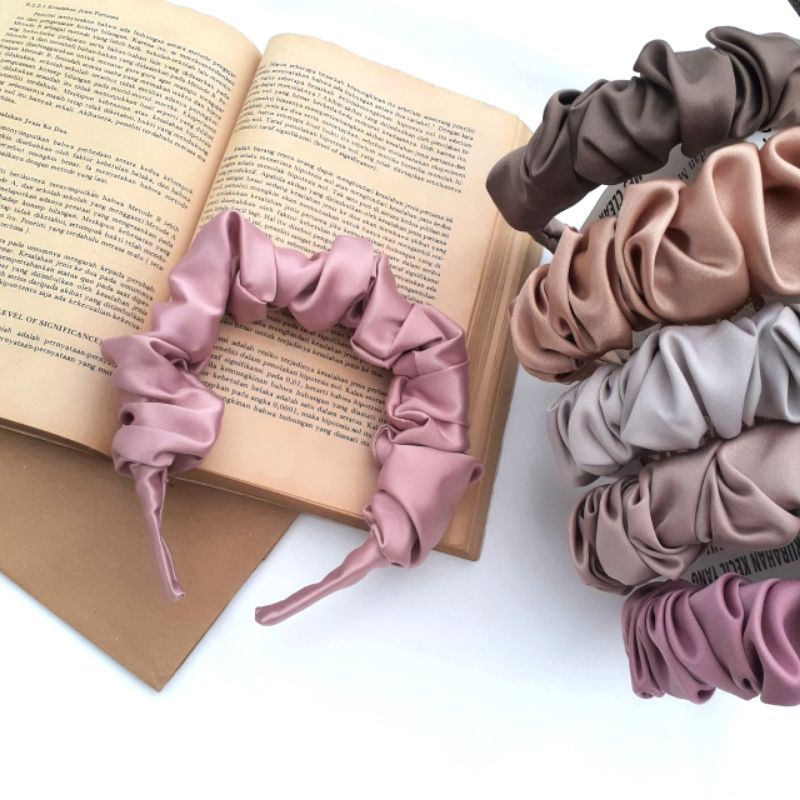 Bando Ruffle Satin Premium / Headband kerut nagita bandana ruffle silk korea