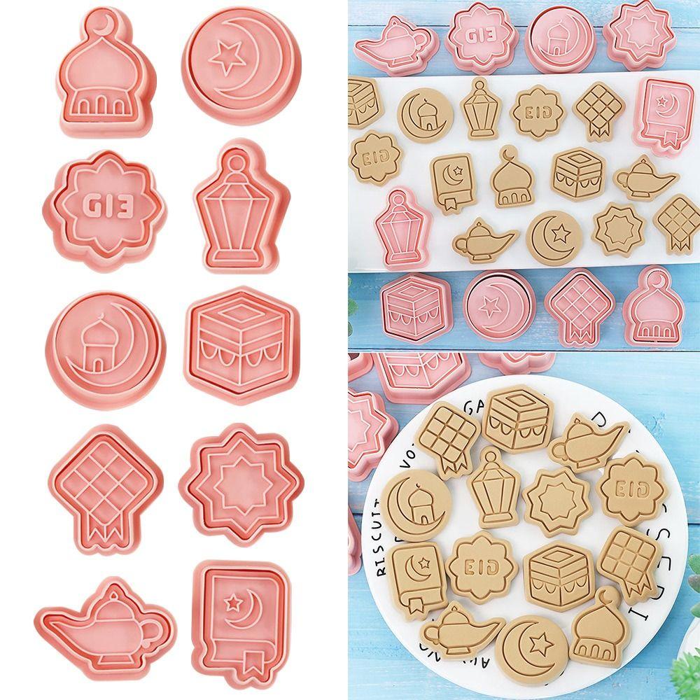 Solighter 10pcs/set Eid Mubarak Makanan Fondant Ramadan Mubarak Islam Muslim Festival Cookie Cutter