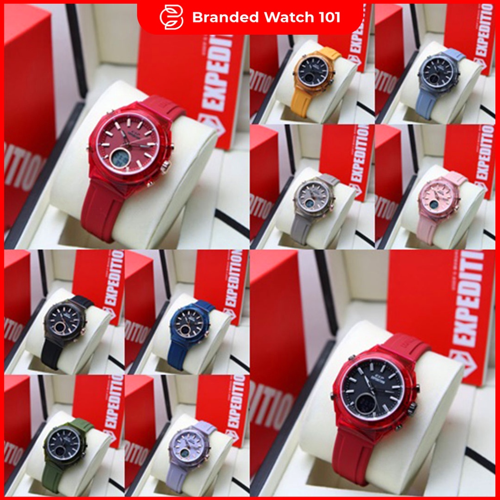 ORIGINAL Jam Tangan Wanita Expedition Double Time E 6831 / E6831 / 6831 Garansi Resmi 1 Tahun, Rubber