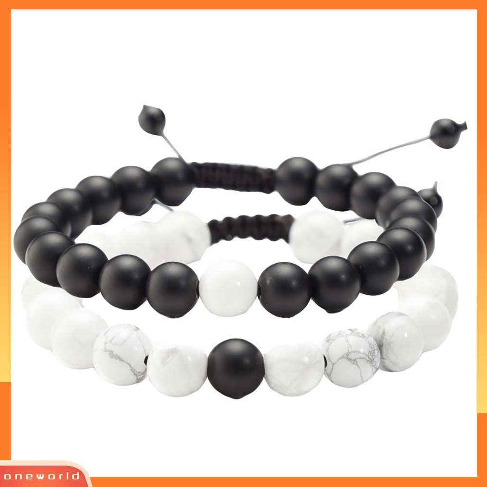 [WONE] 1/2pcs Adjustable Unisex Batu Akik Manik Pasangan Gelang Perhiasan Hadiah Valentine