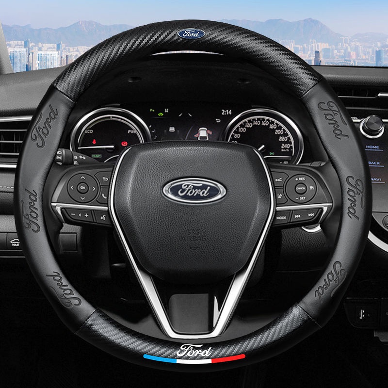 Untuk Ford Mobil carbon fiber steering wheel cover carbon fiber Kulit Penutup Kemudi Untuk Fokus Kuga C-MAX Fiesta F150 Mondeo Transit EcoSport Mustang Explorer Everest