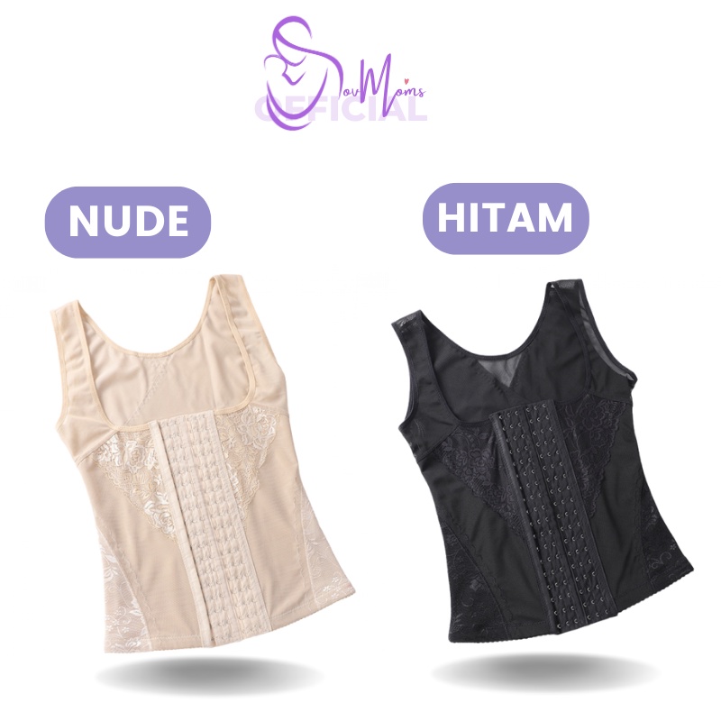 Korset Pelangsing Wanita VESH SHAPE UP Pakaian Dalam Pengecil Perut Buncit Penegak Punggung Korset Kebaya Gaun Renda Kancing Korslet Pengecil Perut Buncit Pengangkat Payudara Underwear Wanita Cewek Shapewear Renda Lace Kancing Baju Pelangsing Nyaman
