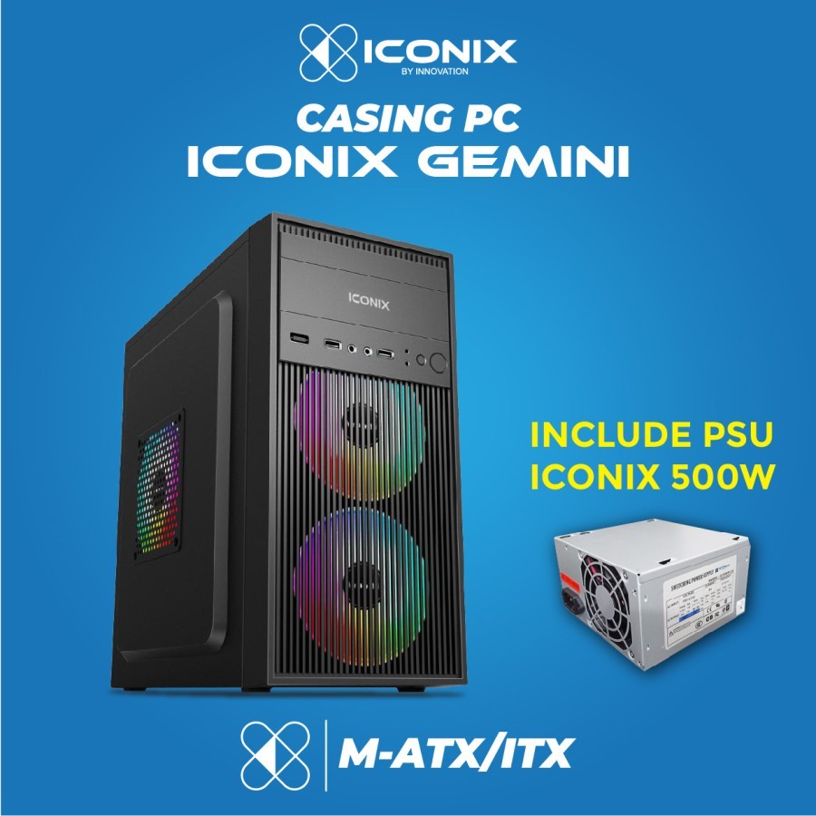 CASING PC GAMING ICONIX GEMINI FREE PSU 500WATT