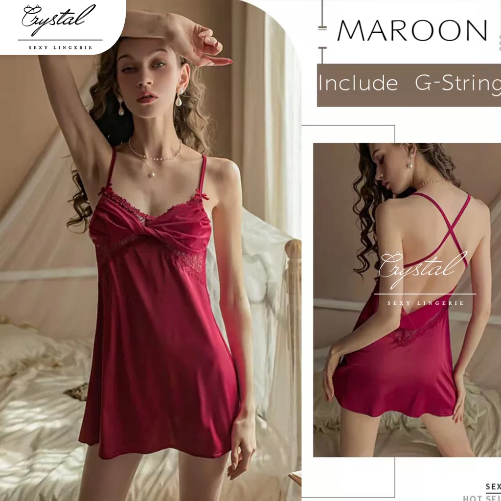 Lingerie Dress Satin Sexy Wanita/ Baju Tidur Sexy Wanita Bahan Satin Silk / Sleepwear Sexy Wanita/ Seserahan 161