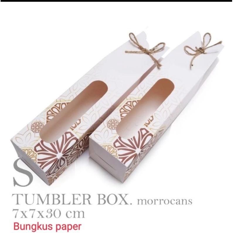 Bungkus paper- Tumbler box : ivory /botol souvenir box 7x7x30cm -spesial edition - morrocans