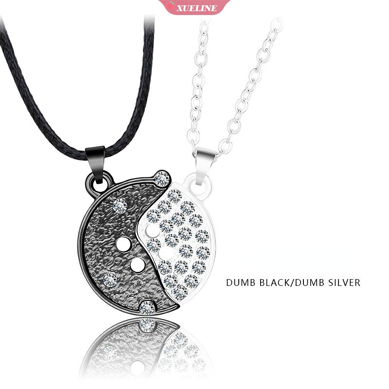 Kreatif Tombol Bulat Berongga Magnetik Sederhana Cinta token Perhiasan Hari Valentine Kalung 2set [ZXL]