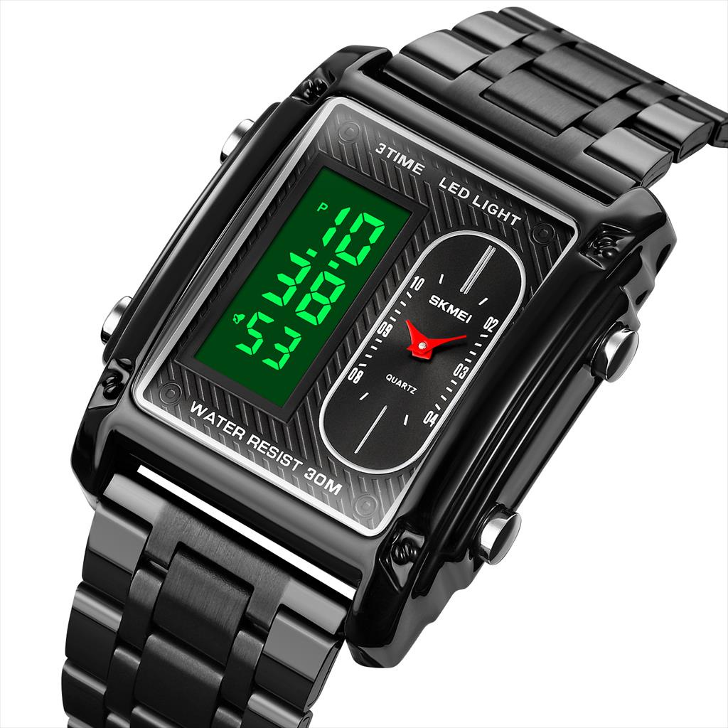 Jam Tangan Digital SKMEI 1868 Kulit dan Stainless Steel Water resist