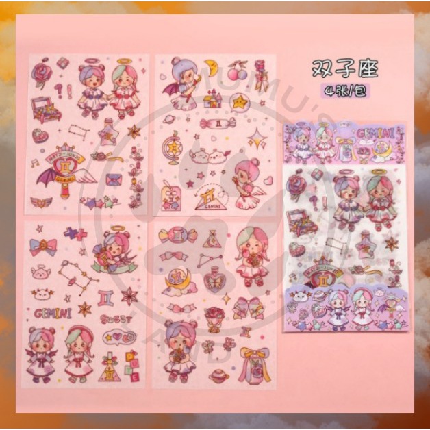 

lembar sticker gemini diy scrapbook decoration dekorasi zodiac holiday