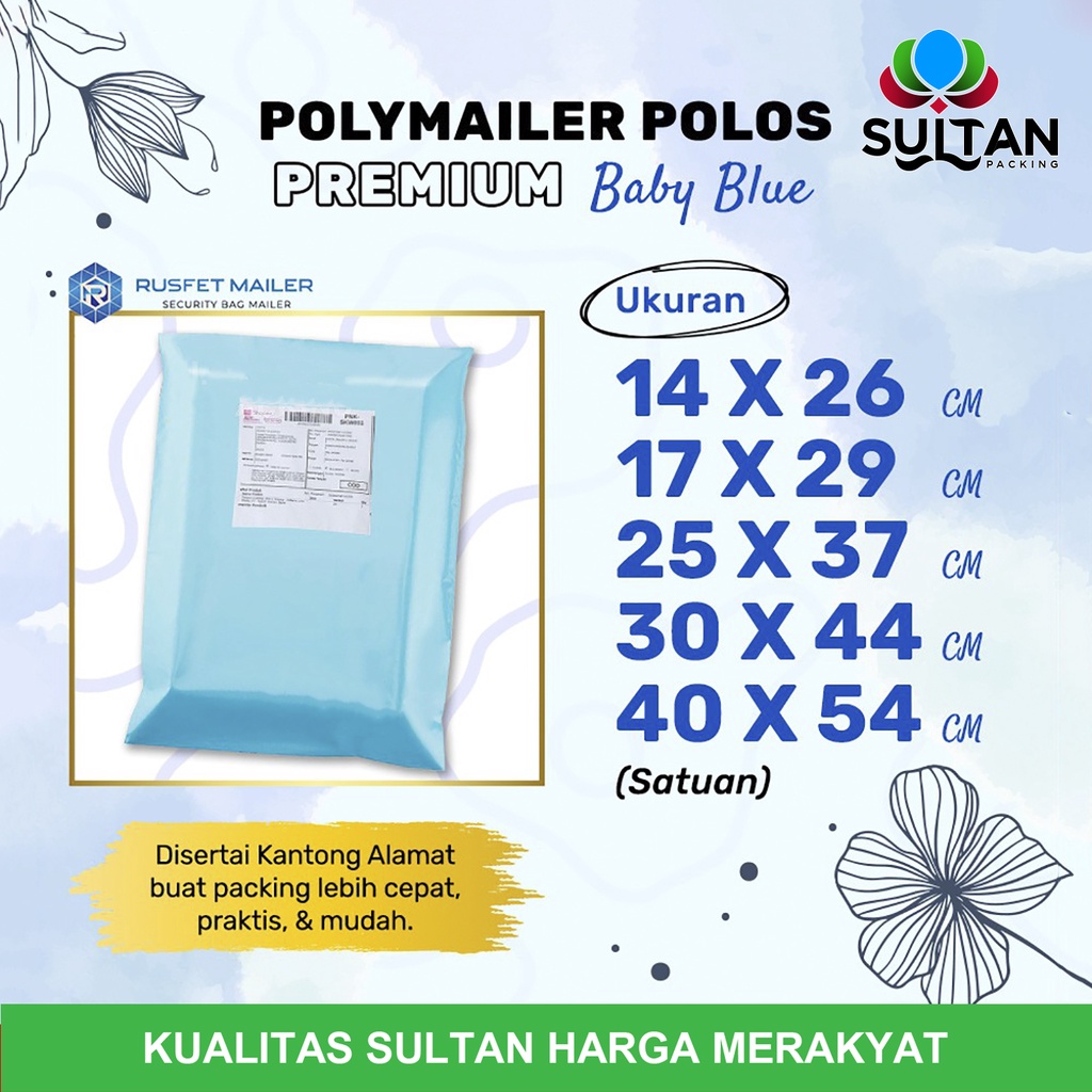 

AMPLOP PLASTIK POLYMAILER PACKING ONLINE - BABY BLUE / AMPLOP POLYMAILER RUSFET TERMURAH SATUAN