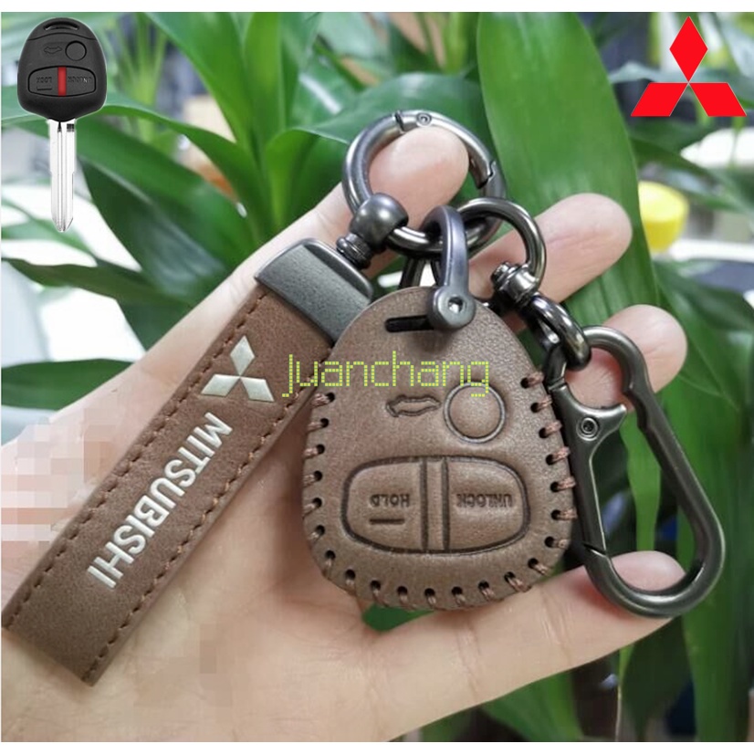 Sarung Kunci Mobil Mitsubishi Key Cover Key Holder Kulit Remote Fob Case Untuk Mitsubishi Lancer EX Evolution Outlander Pajero Sport/Trinton ASX Galant Pajero Grandis Mirage Remote Aksesoris Kunci Mobil