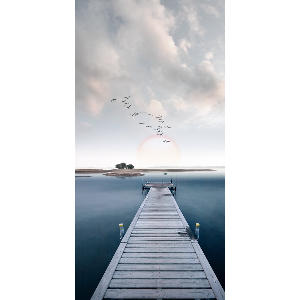 lukisan porcelain 5D lukisan diamond lukisan pemandangan alam 5d sungai gunung bukit