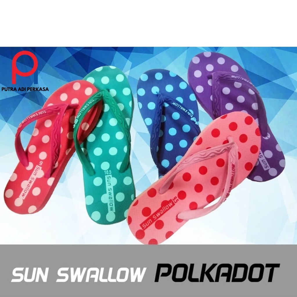 Sandal Japit Sun Swallow Polkadot/ Sandal jepit wanita/ Sandal murah