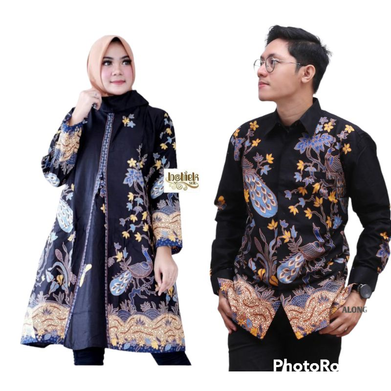 (Bisa Pisah) Couple Batik Tunik Kemeja Batik Modern Kekinian Terbaru Jumbo Ld 120 - Seragam Kondanga